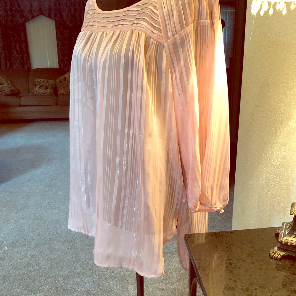 Lauren Conrad gold shimmery pink blouse